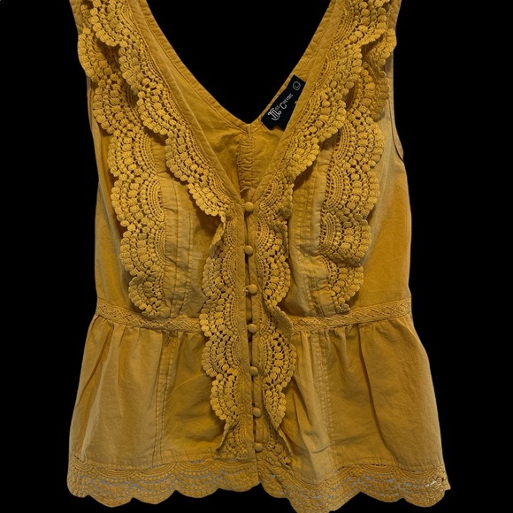 Frilly Mustard yellow peplum top - Picture 1 of 5